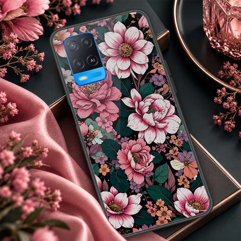 Oppo A54 4G Cover - ONation Botanical Bloom Series - HQ Ultra Shine Premium Infinity Glass Soft Silicon Borders Case