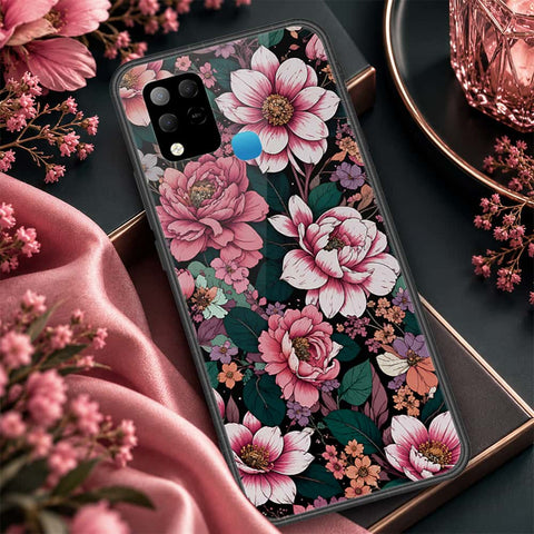 Infinix Hot 10s Cover - ONation Botanical Bloom Series - HQ Ultra Shine Premium Infinity Glass Soft Silicon Borders Case