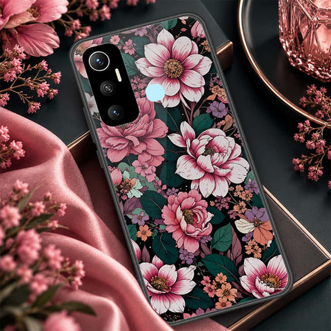 Infinix Hot 11 Cover - ONation Botanical Bloom Series - HQ Ultra Shine Premium Infinity Glass Soft Silicon Borders Case