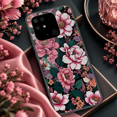 Xiaomi Redmi 10A Cover - ONation Botanical Bloom Series - HQ Ultra Shine Premium Infinity Glass Soft Silicon Borders Case