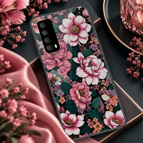 Huawei Y7a Cover - ONation Botanical Bloom Series - HQ Ultra Shine Premium Infinity Glass Soft Silicon Borders Case