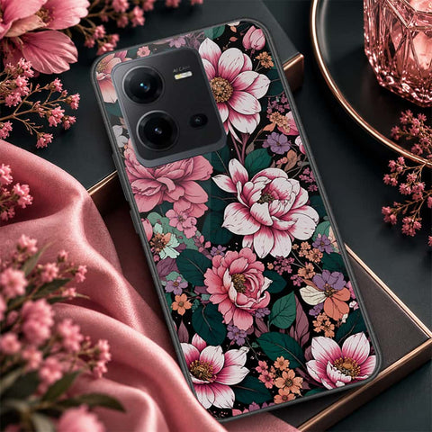 Vivo V25e Cover - ONation Botanical Bloom Series - HQ Ultra Shine Premium Infinity Glass Soft Silicon Borders Case