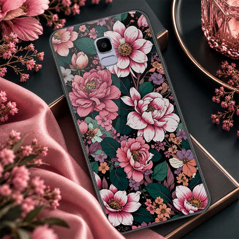 Samsung Galaxy J6 2018 Cover - ONation Botanical Bloom Series - HQ Ultra Shine Premium Infinity Glass Soft Silicon Borders Case