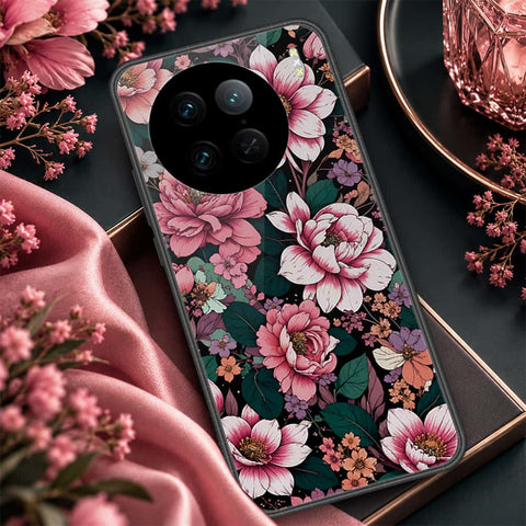 Vivo X90 Pro Cover - ONation Botanical Bloom Series - HQ Ultra Shine Premium Infinity Glass Soft Silicon Borders Case