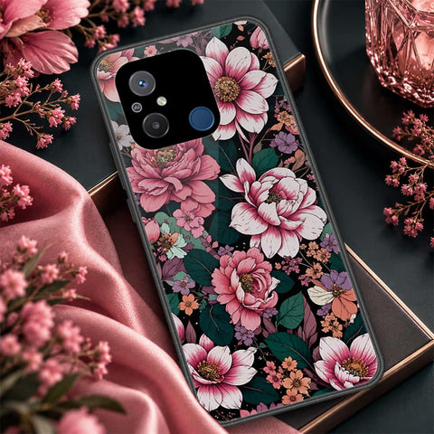 Xiaomi Poco C55 Cover - ONation Botanical Bloom Series - HQ Ultra Shine Premium Infinity Glass Soft Silicon Borders Case