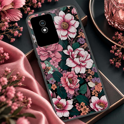 Vivo Y02A Cover - ONation Botanical Bloom Series - HQ Ultra Shine Premium Infinity Glass Soft Silicon Borders Case