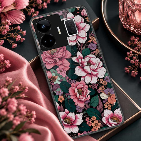 Realme GT3 Cover - ONation Botanical Bloom Series - HQ Ultra Shine Premium Infinity Glass Soft Silicon Borders Case