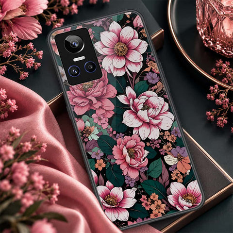 Realme GT Neo 3 Cover - ONation Botanical Bloom Series - HQ Ultra Shine Premium Infinity Glass Soft Silicon Borders Case