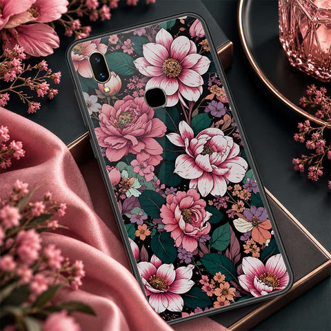 Vivo V11i Cover - ONation Botanical Bloom Series - HQ Ultra Shine Premium Infinity Glass Soft Silicon Borders Case