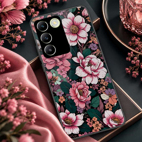 Vivo Y200e Cover - ONation Botanical Bloom Series - HQ Ultra Shine Premium Infinity Glass Soft Silicon Borders Case