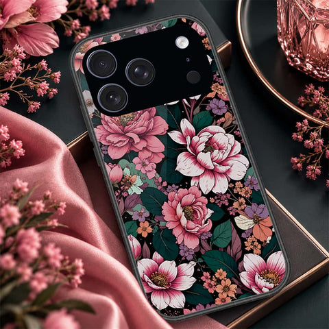 iPhone 18 Pro - ONation Botanical Bloom Series - HQ Ultra Shine Premium Infinity Glass Soft Silicon Borders Case