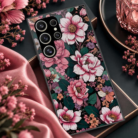 Samsung Galaxy S26 Ultra Cover - ONation Botanical Bloom Series - HQ Ultra Shine Premium Infinity Glass Soft Silicon Borders Case