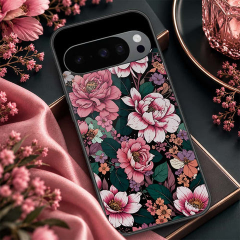 Google Pixel 10 Pro XL Cover - ONation Botanical Bloom Series - HQ Ultra Shine Premium Infinity Glass Soft Silicon Borders Case