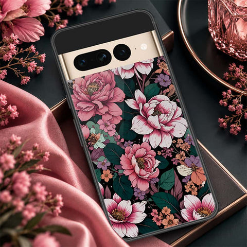 Google Pixel 7 Pro Cover - ONation Botanical Bloom Series - HQ Ultra Shine Premium Infinity Glass Soft Silicon Borders Case