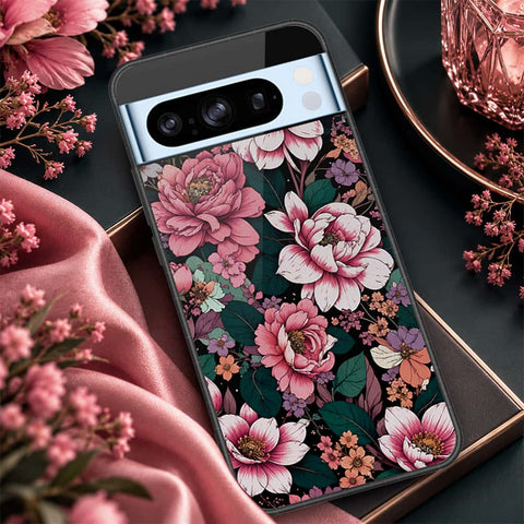 Google Pixel 8 Pro Cover - ONation Botanical Bloom Series - HQ Ultra Shine Premium Infinity Glass Soft Silicon Borders Case