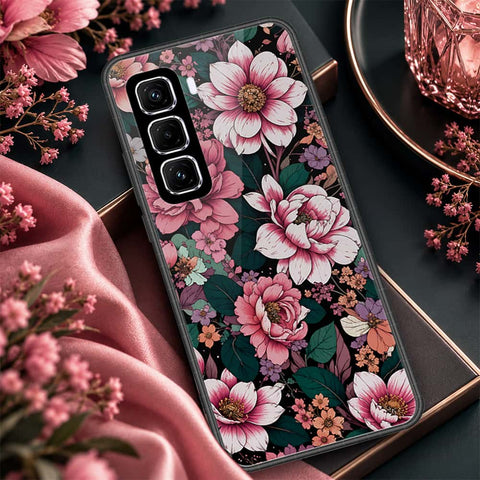 Infinix Hot 60 Pro Cover - ONation Botanical Bloom Series - HQ Ultra Shine Premium Infinity Glass Soft Silicon Borders Case