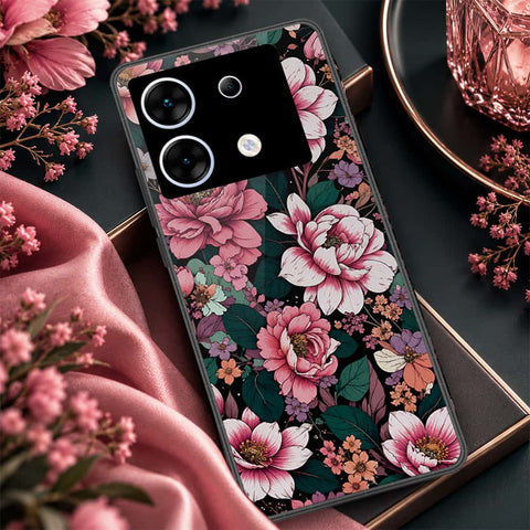 Infinix Zero 30 5G Cover - ONation Botanical Bloom Series - HQ Ultra Shine Premium Infinity Glass Soft Silicon Borders Case