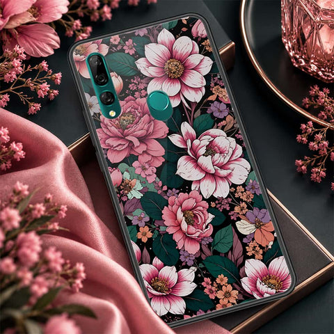 Huawei P Smart Z Cover - ONation Botanical Bloom Series - HQ Ultra Shine Premium Infinity Glass Soft Silicon Borders Case