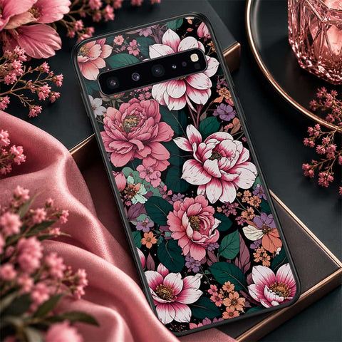 Samsung Galaxy S10 5G Cover - ONation Botanical Bloom Series - HQ Ultra Shine Premium Infinity Glass Soft Silicon Borders Case