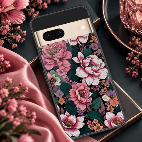 Google Pixel 7 Cover - ONation Botanical Bloom Series - HQ Ultra Shine Premium Infinity Glass Soft Silicon Borders Case