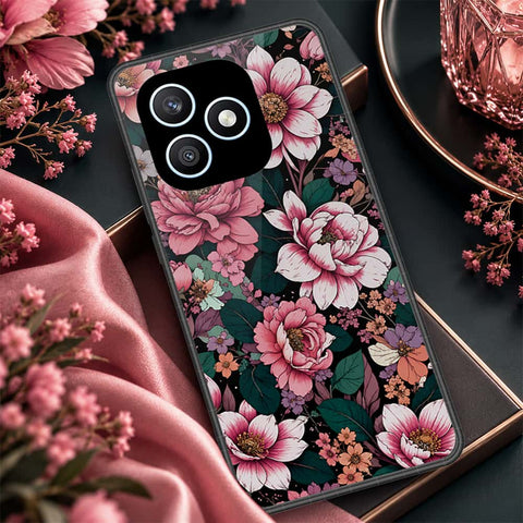 Honor X8d Cover - ONation Botanical Bloom Series - HQ Ultra Shine Premium Infinity Glass Soft Silicon Borders Case