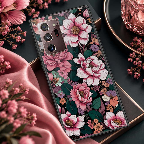Samsung Galaxy Note 20 Ultra Cover - ONation Botanical Bloom Series - HQ Ultra Shine Premium Infinity Glass Soft Silicon Borders Case