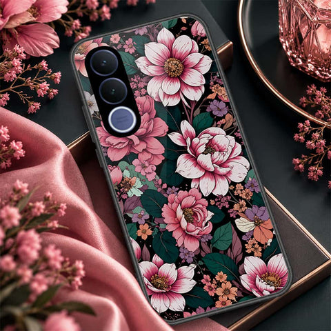 Vivo V70 FE Cover - ONation Botanical Bloom Series - HQ Ultra Shine Premium Infinity Glass Soft Silicon Borders Case
