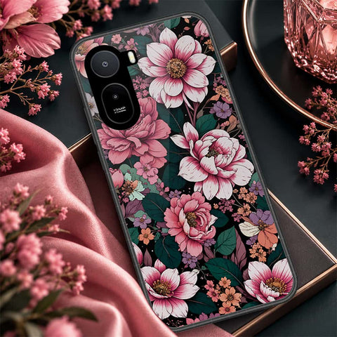 Xiaomi Redmi A7 Pro 5G Cover - ONation Botanical Bloom Series - HQ Ultra Shine Premium Infinity Glass Soft Silicon Borders Case