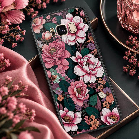 Samsung Galaxy S8 Plus Cover - ONation Botanical Bloom Series - HQ Ultra Shine Premium Infinity Glass Soft Silicon Borders Case