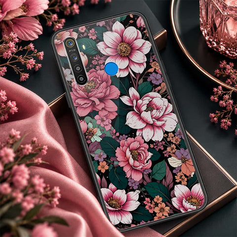 Realme 5 Cover - ONation Botanical Bloom Series - HQ Ultra Shine Premium Infinity Glass Soft Silicon Borders Case