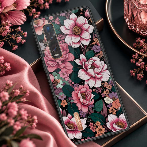 Oppo Find X2 Pro Cover - ONation Botanical Bloom Series - HQ Ultra Shine Premium Infinity Glass Soft Silicon Borders Case