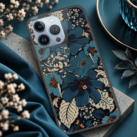 iPhone 13 Pro Cover - ONation Botanical Bloom Series - HQ Ultra Shine Premium Infinity Glass Soft Silicon Borders Case