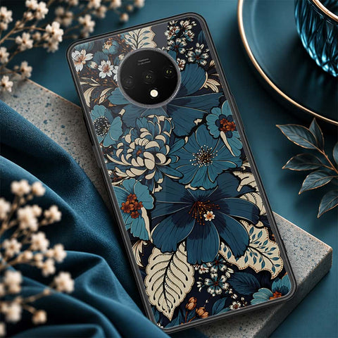 OnePlus 7T Cover - ONation Botanical Bloom Series - HQ Ultra Shine Premium Infinity Glass Soft Silicon Borders Case