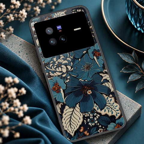 Vivo X80 Cover - ONation Botanical Bloom Series - HQ Ultra Shine Premium Infinity Glass Soft Silicon Borders Case