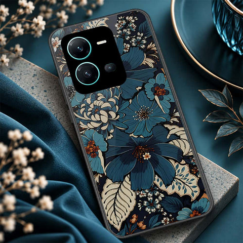 Vivo X80 Lite Cover - ONation Botanical Bloom Series - HQ Ultra Shine Premium Infinity Glass Soft Silicon Borders Case