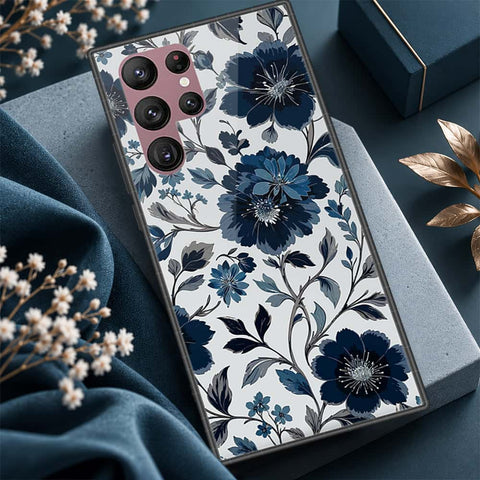 Samsung Galaxy S22 Ultra 5G Cover - ONation Botanical Bloom Series - HQ Ultra Shine Premium Infinity Glass Soft Silicon Borders Case