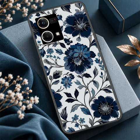 Oppo Reno 8 4G Cover - ONation Botanical Bloom Series - HQ Ultra Shine Premium Infinity Glass Soft Silicon Borders Case