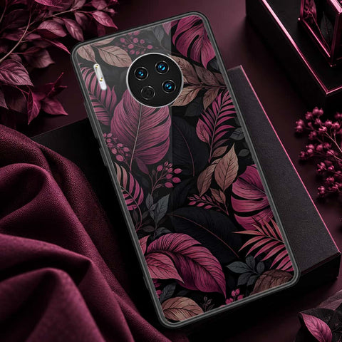 Huawei Mate 30 Cover - ONation Botanical Bloom Series - HQ Ultra Shine Premium Infinity Glass Soft Silicon Borders Case