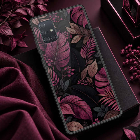 Samsung Galaxy A71 Cover - ONation Botanical Bloom Series - HQ Ultra Shine Premium Infinity Glass Soft Silicon Borders Case