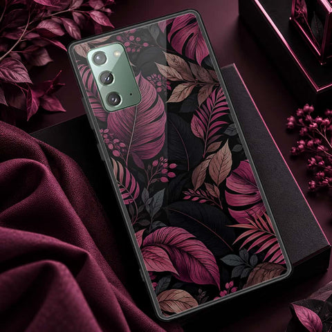 Samsung Galaxy Note 20 Cover - ONation Botanical Bloom Series - HQ Ultra Shine Premium Infinity Glass Soft Silicon Borders Case