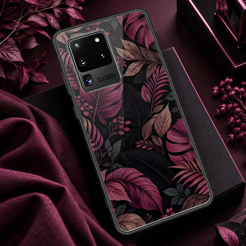 Samsung Galaxy S20 Ultra Cover - ONation Botanical Bloom Series - HQ Ultra Shine Premium Infinity Glass Soft Silicon Borders Case