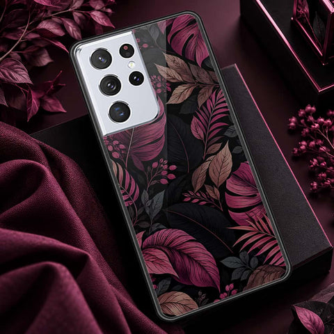 Samsung Galaxy S21 Ultra 5G Cover - ONation Botanical Bloom Series - HQ Ultra Shine Premium Infinity Glass Soft Silicon Borders Case