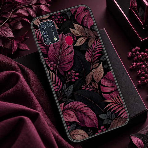 Samsung Galaxy M31 Cover - ONation Botanical Bloom Series - HQ Ultra Shine Premium Infinity Glass Soft Silicon Borders Case