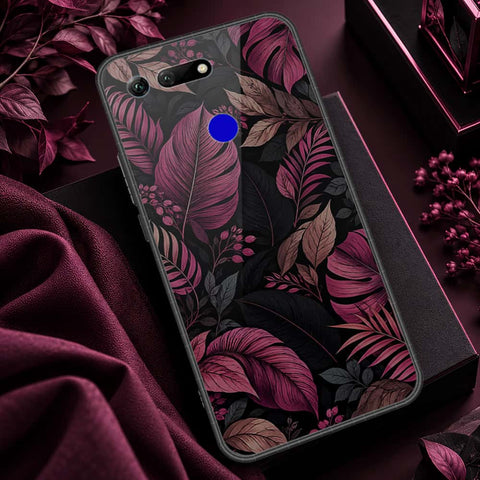 Huawei Honor View 20 Cover - ONation Botanical Bloom Series - HQ Ultra Shine Premium Infinity Glass Soft Silicon Borders Case