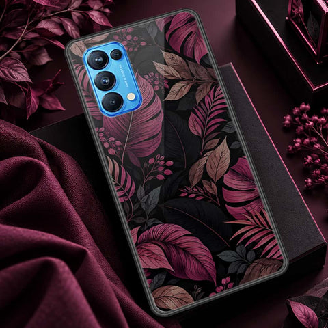 Oppo Reno 5 Pro 5G Cover - ONation Botanical Bloom Series - HQ Ultra Shine Premium Infinity Glass Soft Silicon Borders Case