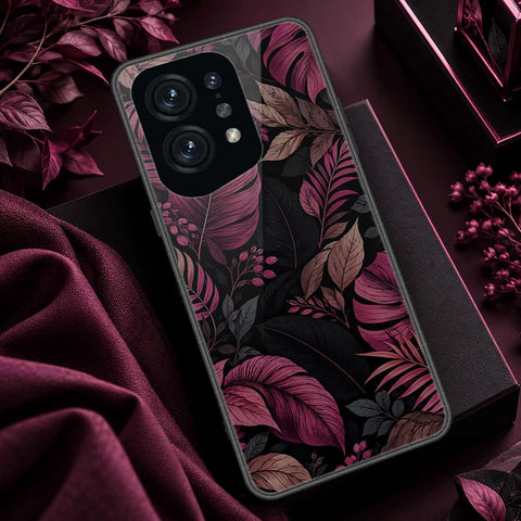 Oppo Find X5 Cover - ONation Botanical Bloom Series - HQ Ultra Shine Premium Infinity Glass Soft Silicon Borders Case