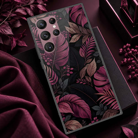Samsung Galaxy S22 Ultra 5G Cover - ONation Botanical Bloom Series - HQ Ultra Shine Premium Infinity Glass Soft Silicon Borders Case
