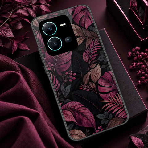 Vivo X80 Lite Cover - ONation Botanical Bloom Series - HQ Ultra Shine Premium Infinity Glass Soft Silicon Borders Case