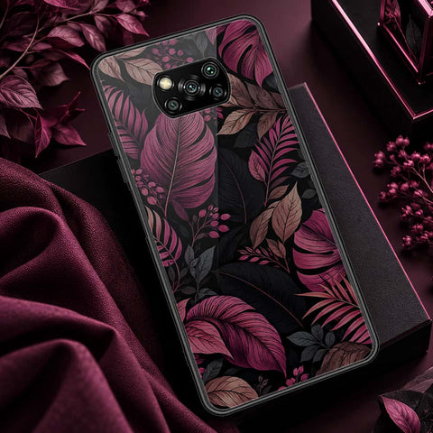 Xiaomi Poco X3 Cover - ONation Botanical Bloom Series - HQ Ultra Shine Premium Infinity Glass Soft Silicon Borders Case