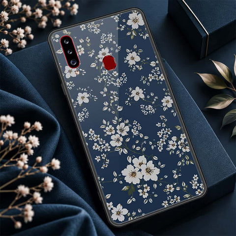 Samsung Galaxy A20s Cover - ONation Botanical Bloom Series - HQ Ultra Shine Premium Infinity Glass Soft Silicon Borders Case